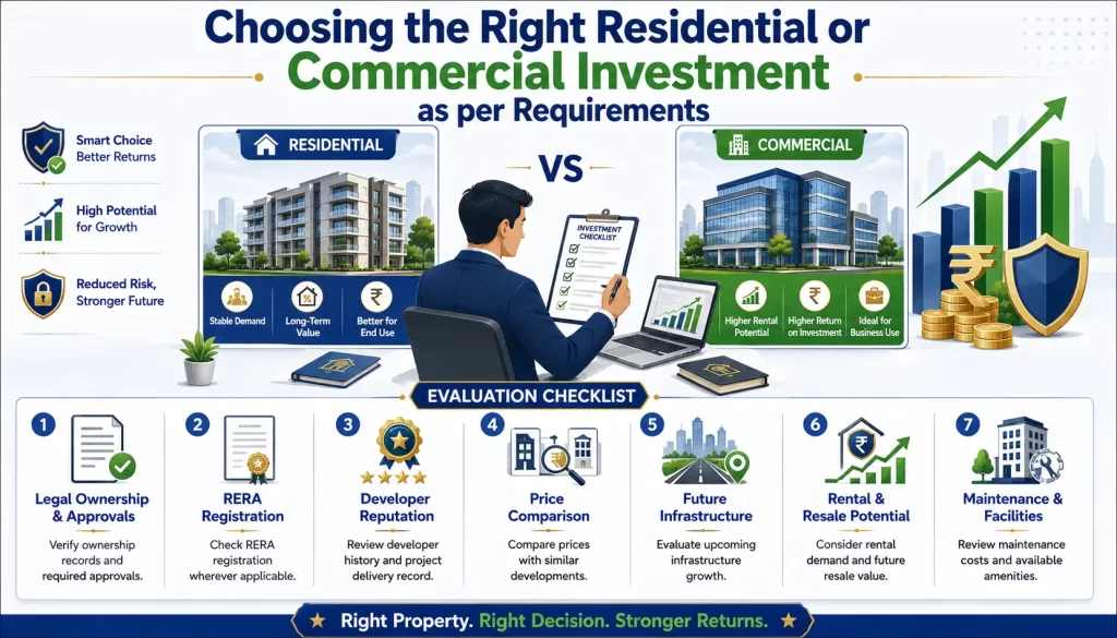 Choosing the Right Residential or Commercial Investment as per Requirements